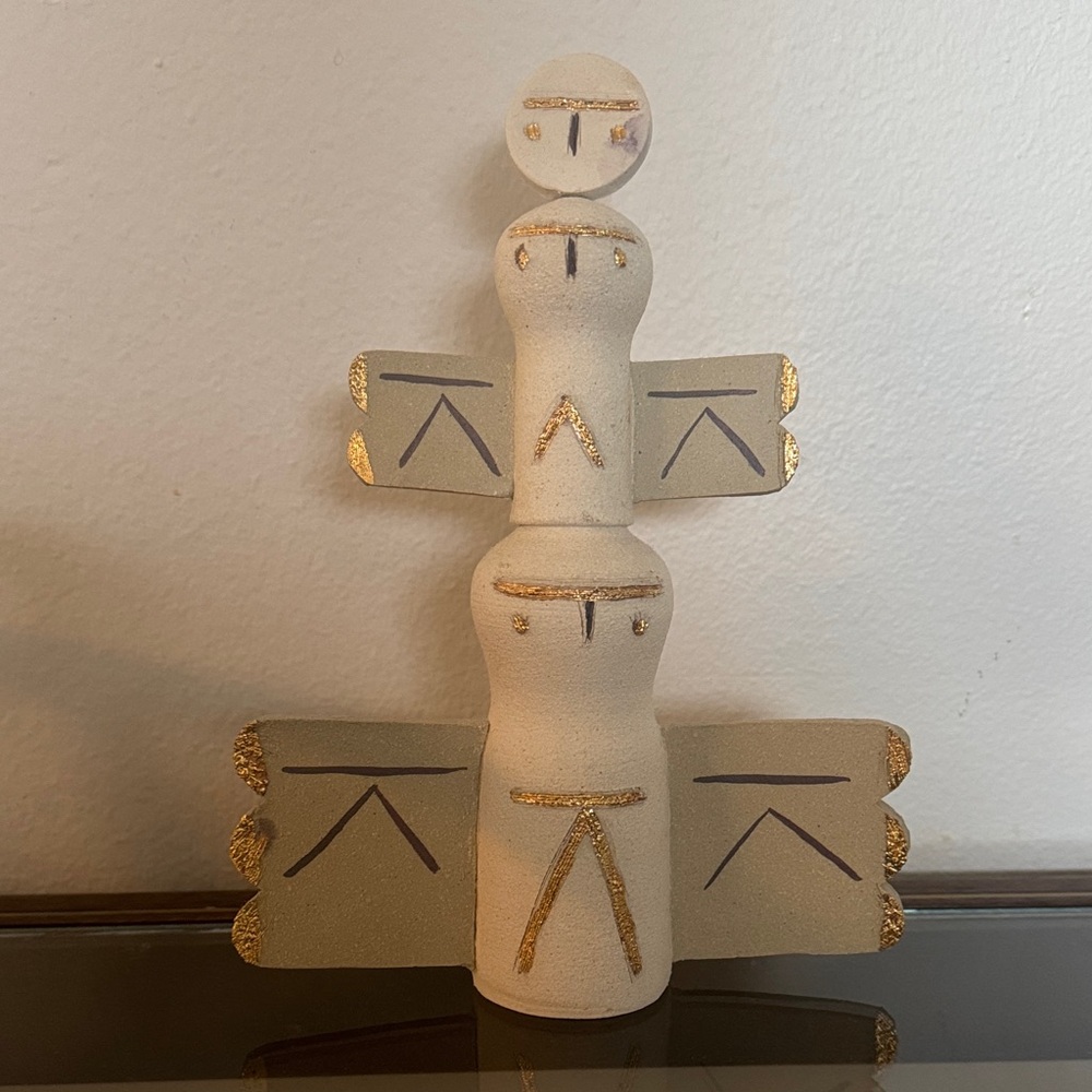 Ceramic Totem Figurine with Gold Accents by Heidi Anderson ceramics
